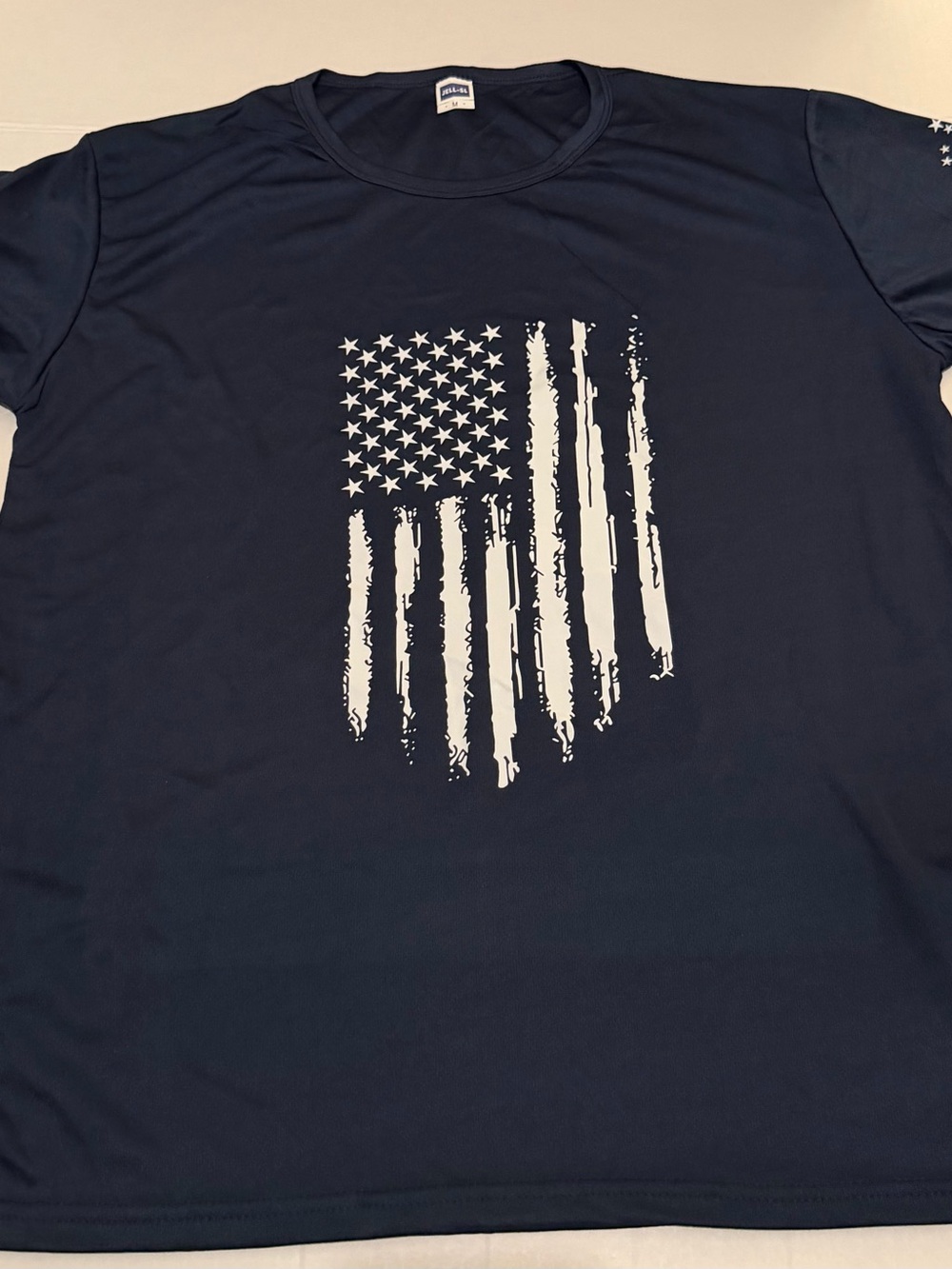 I49 Medium Men's Navy Graphic T-Shirt with Distressed American Flag